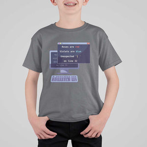 Funny Programmer T Shirt For Kid Roses Are Red Violets Are Blue Unexpected On Line 32 TS11 Charcoal Print Your Wear