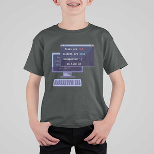 Funny Programmer T Shirt For Kid Roses Are Red Violets Are Blue Unexpected On Line 32 TS11 Dark Heather Print Your Wear