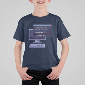 Funny Programmer T Shirt For Kid Roses Are Red Violets Are Blue Unexpected On Line 32 TS11 Navy Print Your Wear