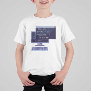 Funny Programmer T Shirt For Kid Roses Are Red Violets Are Blue Unexpected On Line 32 TS11 White Print Your Wear