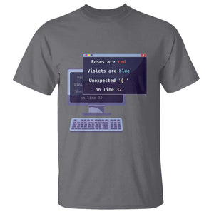 Funny Programmer T Shirt Roses Are Red Violets Are Blue Unexpected On Line 32 TS11 Charcoal Print Your Wear