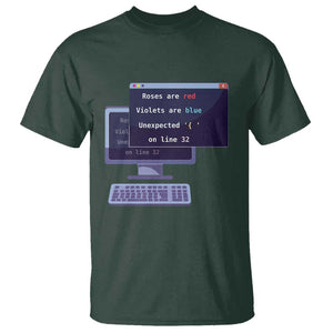Funny Programmer T Shirt Roses Are Red Violets Are Blue Unexpected On Line 32 TS11 Dark Forest Green Print Your Wear