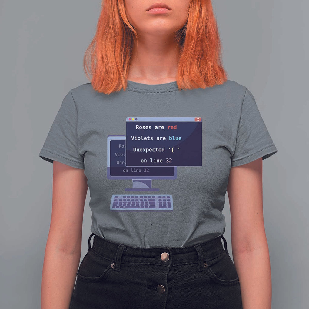 Funny Programmer T Shirt For Women Roses Are Red Violets Are Blue Unexpected On Line 32 TS11 Charcoal Print Your Wear