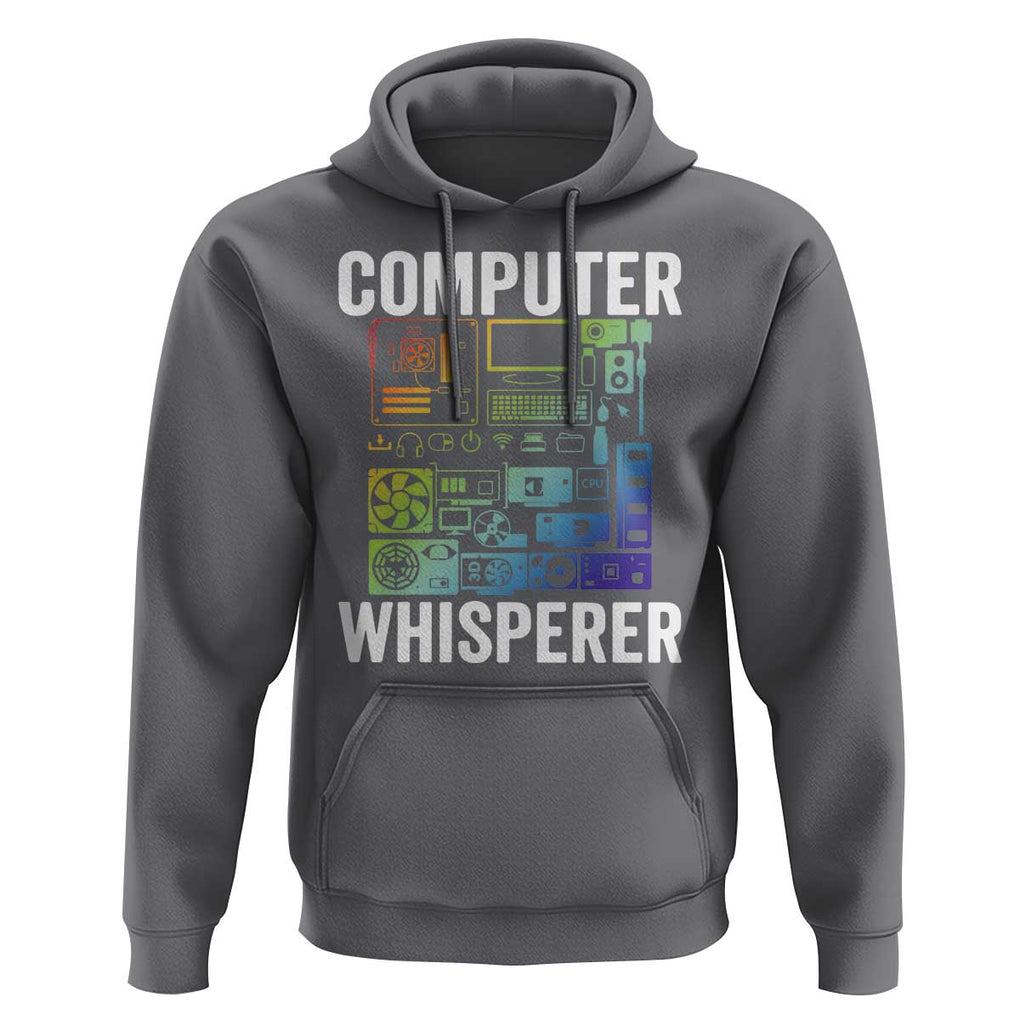 Computer Technician Hoodie Computer Whisperer IT Tech Support Devices TS11 Charcoal Print Your Wear