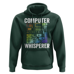 Computer Technician Hoodie Computer Whisperer IT Tech Support Devices TS11 Dark Forest Green Print Your Wear