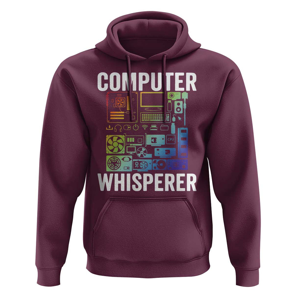 Computer Technician Hoodie Computer Whisperer IT Tech Support Devices TS11 Maroon Print Your Wear