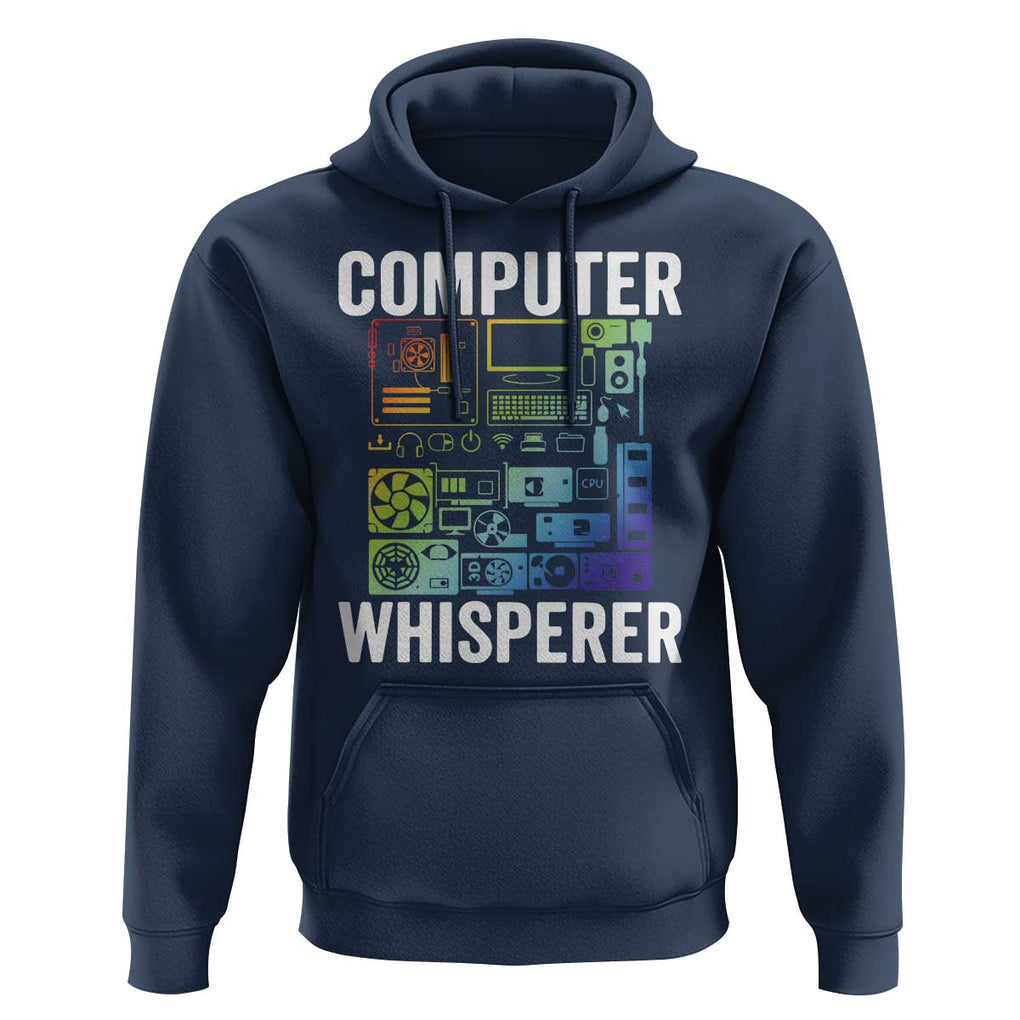 Computer Technician Hoodie Computer Whisperer IT Tech Support Devices TS11 Navy Print Your Wear