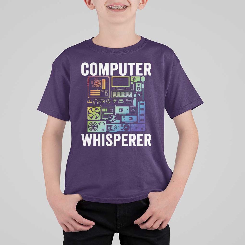 Computer Technician T Shirt For Kid Computer Whisperer IT Tech Support Devices TS11 Purple Print Your Wear