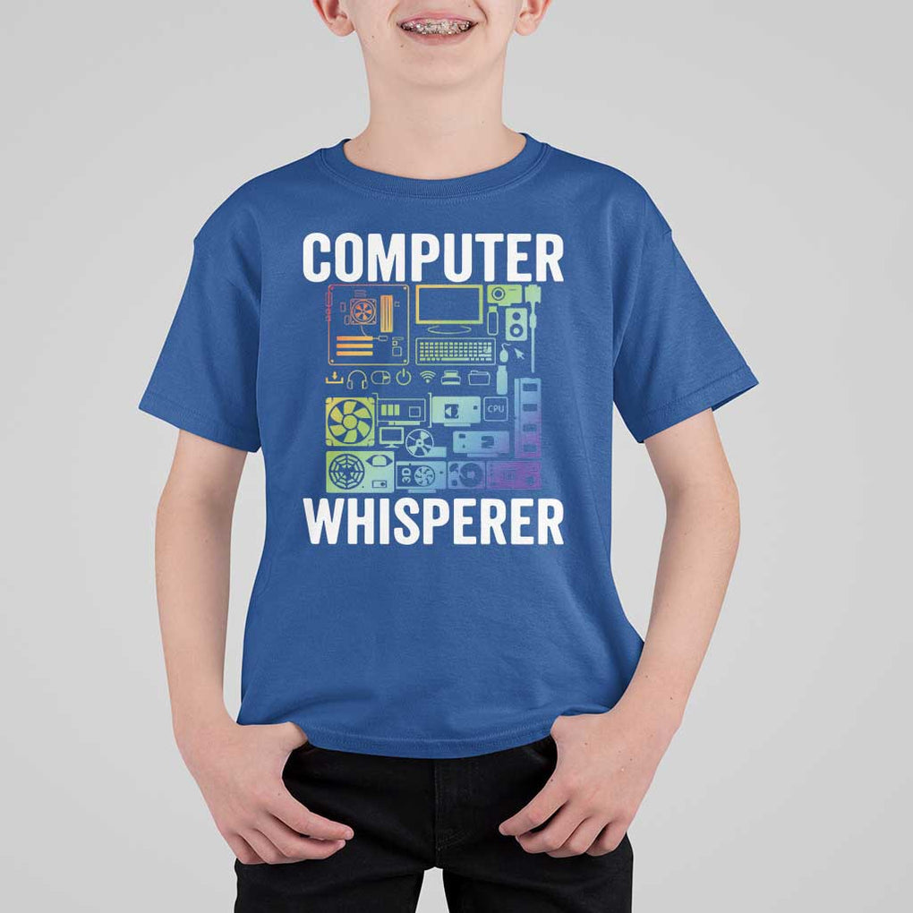 Computer Technician T Shirt For Kid Computer Whisperer IT Tech Support Devices TS11 Royal Blue Print Your Wear