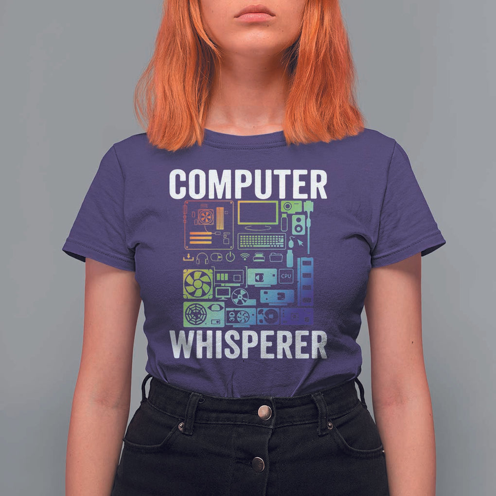 Computer Technician T Shirt For Women Computer Whisperer IT Tech Support Devices TS11 Purple Print Your Wear