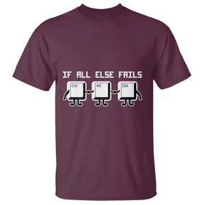 Funny Developer T Shirt If All Else Fails Ctrl Alt Del Keyboard Computer TS11 Maroon Print Your Wear