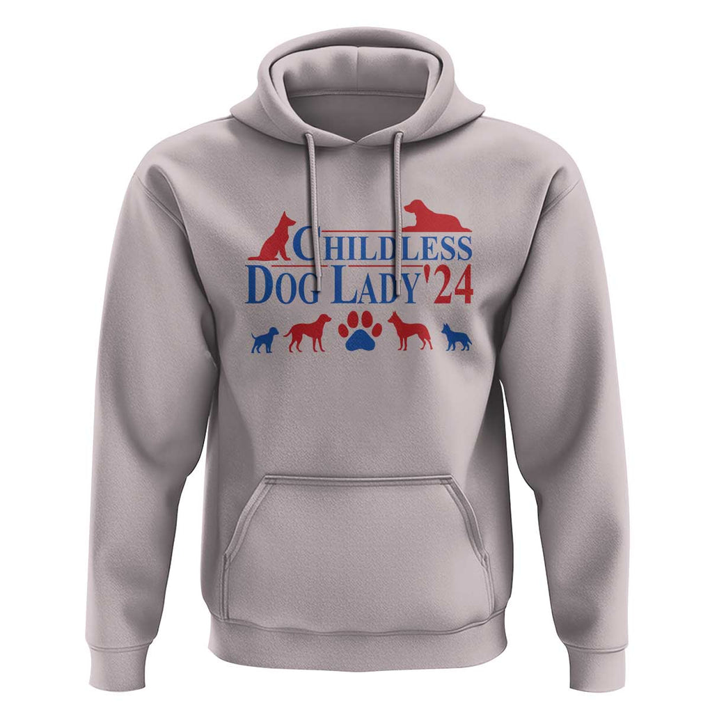 Childless Dog Lady '24 Hoodie Patriotic 2024 Election Vote Paw TS11 Ice Gray Print Your Wear