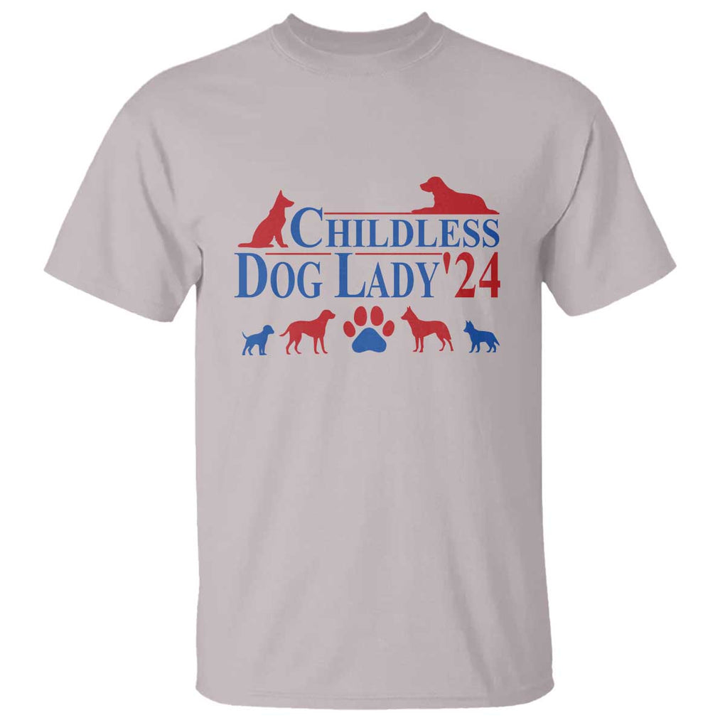 Childless Dog Lady '24 T Shirt Patriotic 2024 Election Vote Paw TS11 Ice Gray Print Your Wear