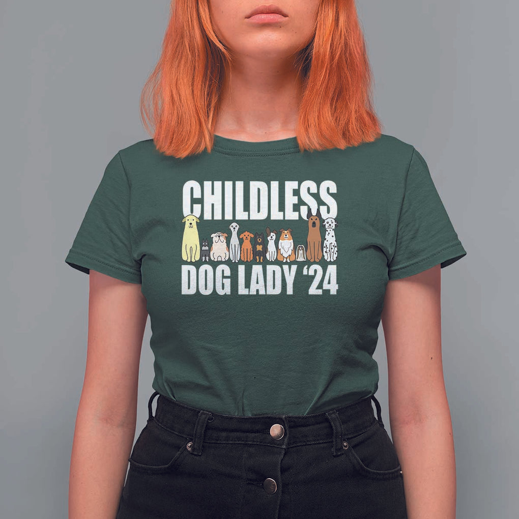Childless Dog Lady 24 T Shirt For Women Harris For President Puppy TS11 Dark Forest Green Print Your Wear