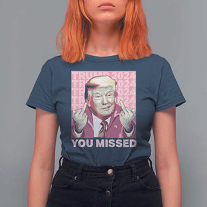 Funny Trump 2024 T Shirt For Women You Missed Pink Presidential Election TS11 Navy Print Your Wear
