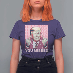 Funny Trump 2024 T Shirt For Women You Missed Pink Presidential Election TS11 Purple Print Your Wear