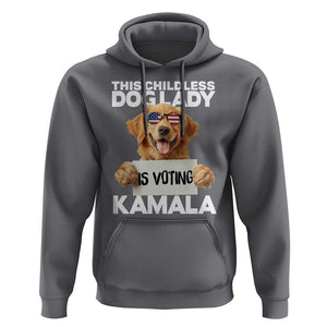 This Childless Dog Lady Is Voting Kamala Hoodie Election Vote Patriotic 2024 Goldlen Sunglasses TS11 Charcoal Print Your Wear