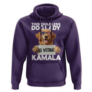 This Childless Dog Lady Is Voting Kamala Hoodie Election Vote Patriotic 2024 Goldlen Sunglasses TS11 Purple Print Your Wear