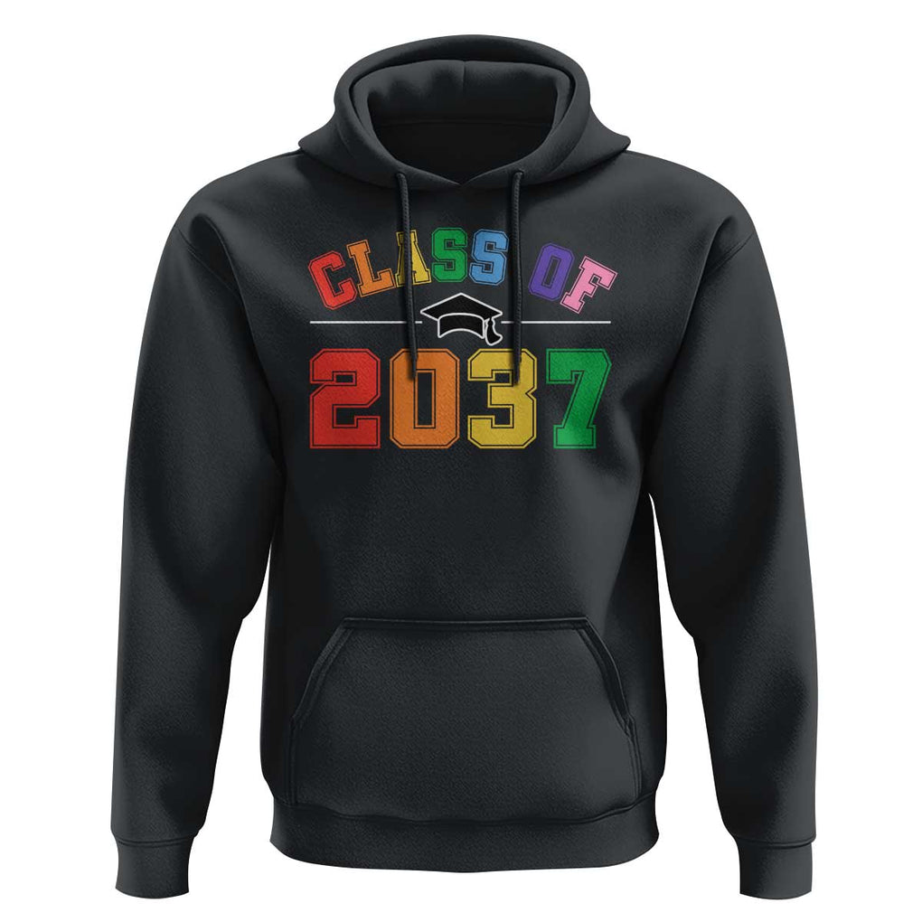Class Of 2037 Hoodie Grow With Me First Day of School Graduation Mortarboard TS11 Black Print Your Wear