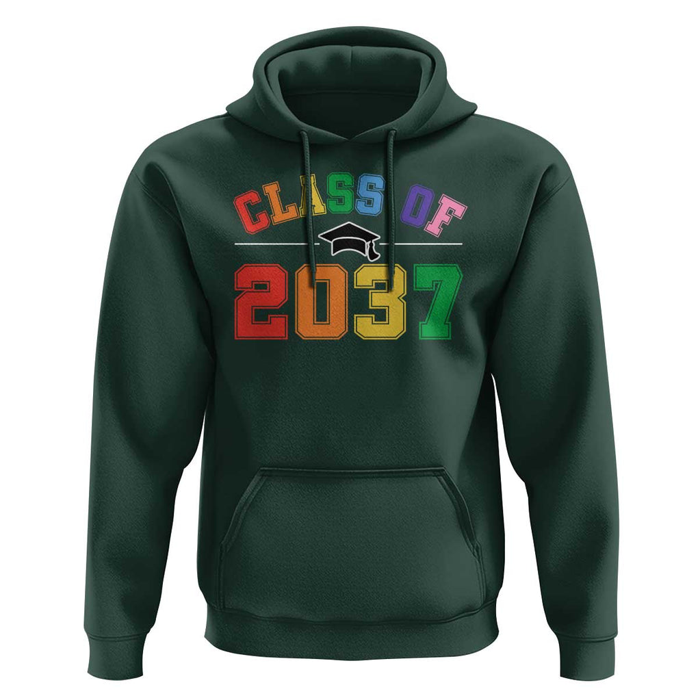 Class Of 2037 Hoodie Grow With Me First Day of School Graduation Mortarboard TS11 Dark Forest Green Print Your Wear