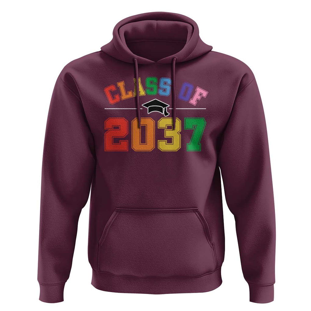 Class Of 2037 Hoodie Grow With Me First Day of School Graduation Mortarboard TS11 Maroon Print Your Wear