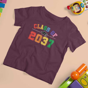 Class Of 2037 T Shirt For Kid Grow With Me First Day of School Graduation Mortarboard TS11 Maroon Print Your Wear