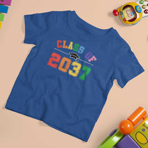 Class Of 2037 T Shirt For Kid Grow With Me First Day of School Graduation Mortarboard TS11 Royal Blue Print Your Wear