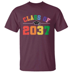 Class Of 2037 T Shirt Grow With Me First Day of School Graduation Mortarboard TS11 Maroon Print Your Wear