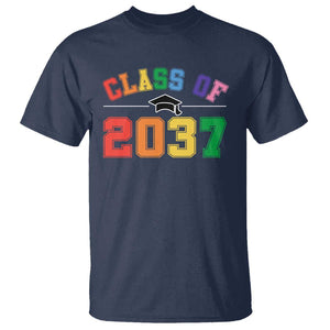 Class Of 2037 T Shirt Grow With Me First Day of School Graduation Mortarboard TS11 Navy Print Your Wear