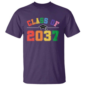 Class Of 2037 T Shirt Grow With Me First Day of School Graduation Mortarboard TS11 Purple Print Your Wear