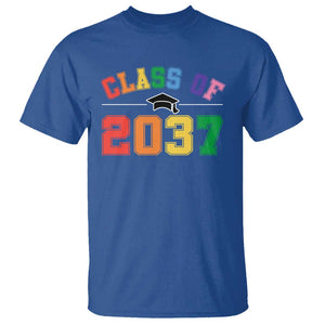 Class Of 2037 T Shirt Grow With Me First Day of School Graduation Mortarboard TS11 Royal Blue Print Your Wear