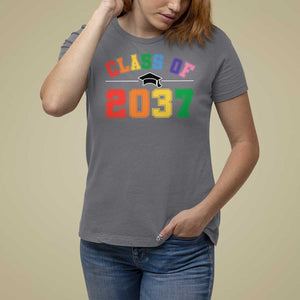 Class Of 2037 T Shirt For Women Grow With Me First Day of School Graduation Mortarboard TS11 Charcoal Print Your Wear