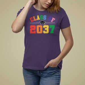 Class Of 2037 T Shirt For Women Grow With Me First Day of School Graduation Mortarboard TS11 Purple Print Your Wear