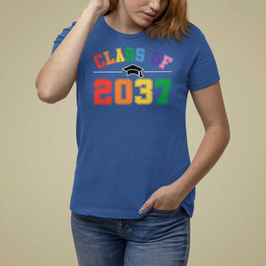Class Of 2037 T Shirt For Women Grow With Me First Day of School Graduation Mortarboard TS11 Royal Blue Print Your Wear