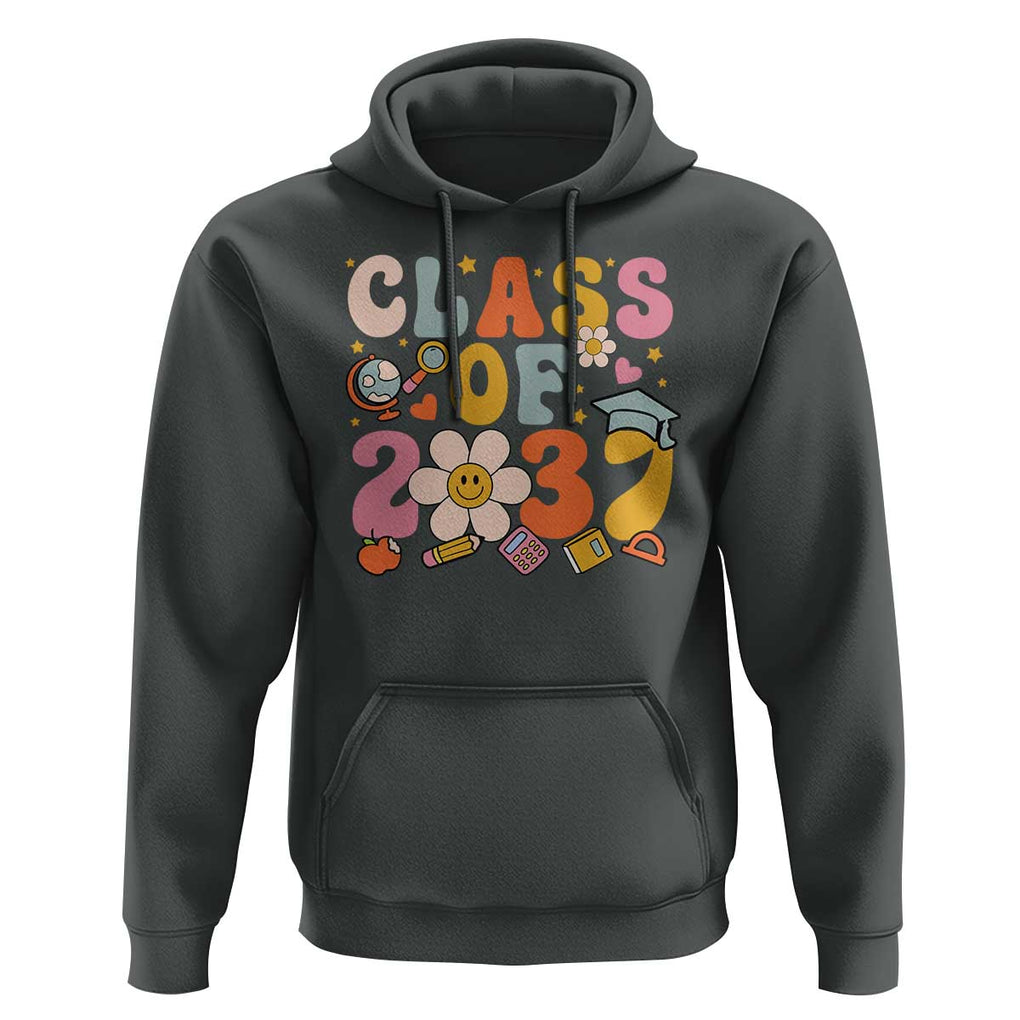 Class Of 2037 Hoodie Back To School Retro Groove Flower Pencil Apple TS11 Dark Heather Print Your Wear