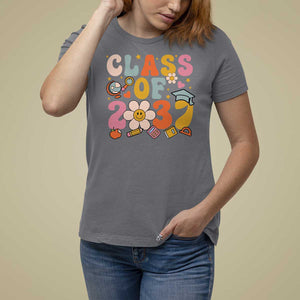 Class Of 2037 T Shirt For Women Back To School Retro Groove Flower Pencil Apple TS11 Charcoal Print Your Wear