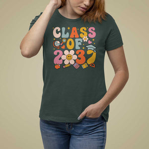 Class Of 2037 T Shirt For Women Back To School Retro Groove Flower Pencil Apple TS11 Dark Forest Green Print Your Wear