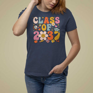 Class Of 2037 T Shirt For Women Back To School Retro Groove Flower Pencil Apple TS11 Navy Print Your Wear