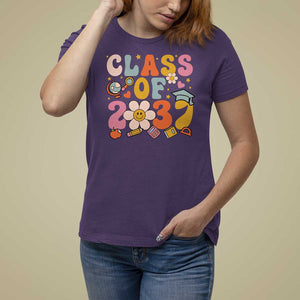 Class Of 2037 T Shirt For Women Back To School Retro Groove Flower Pencil Apple TS11 Purple Print Your Wear