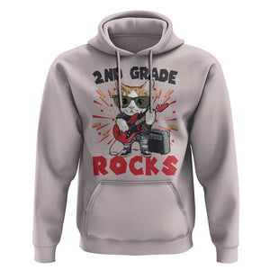 Funny 2nd Grade Rocks Hoodie Cat Heavy Metal Guitarist Thunder Star TS11 Ice Gray Print Your Wear