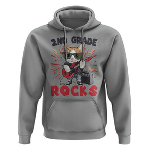 Funny 2nd Grade Rocks Hoodie Cat Heavy Metal Guitarist Thunder Star TS11 Sport Gray Print Your Wear