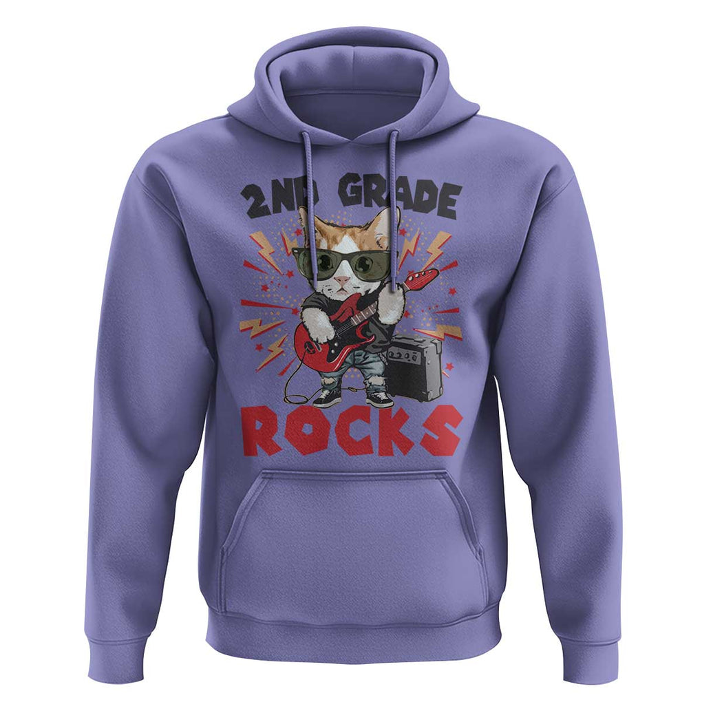 Funny 2nd Grade Rocks Hoodie Cat Heavy Metal Guitarist Thunder Star TS11 Violet Print Your Wear