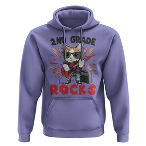 Funny 2nd Grade Rocks Hoodie Cat Heavy Metal Guitarist Thunder Star TS11 Violet Print Your Wear
