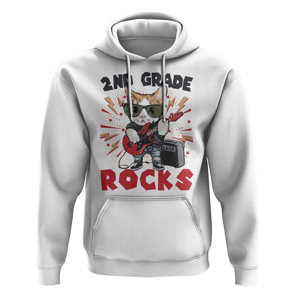 Funny 2nd Grade Rocks Hoodie Cat Heavy Metal Guitarist Thunder Star TS11 White Print Your Wear