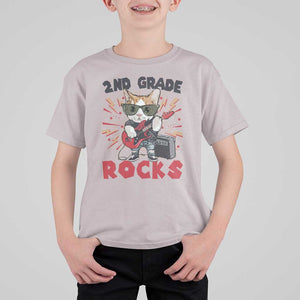 Funny 2nd Grade Rocks T Shirt For Kid Cat Heavy Metal Guitarist Thunder Star TS11 Ice Gray Print Your Wear