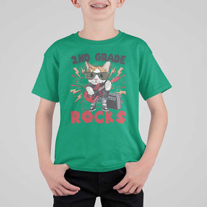 Funny 2nd Grade Rocks T Shirt For Kid Cat Heavy Metal Guitarist Thunder Star TS11 Irish Green Print Your Wear
