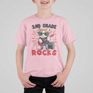 Funny 2nd Grade Rocks T Shirt For Kid Cat Heavy Metal Guitarist Thunder Star TS11 Light Pink Print Your Wear