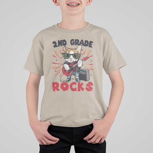 Funny 2nd Grade Rocks T Shirt For Kid Cat Heavy Metal Guitarist Thunder Star TS11 Sand Print Your Wear