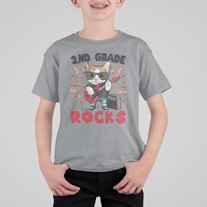 Funny 2nd Grade Rocks T Shirt For Kid Cat Heavy Metal Guitarist Thunder Star TS11 Sport Gray Print Your Wear