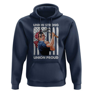 Union Strong Union Proud Hoodie Solidarity American Flag Hammer Woman TS11 Navy Print Your Wear